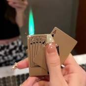 Dollyy Poker Card Lighter - Windproof, Portable, Green Flame