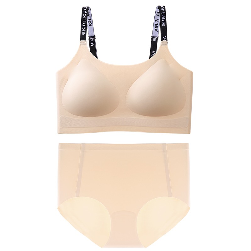 Motovita Japanese Fitness Yoga Sets Sports Underwear Set Wireless Bra Panty Seamless Fashion Letter Shoulder Straps Beautiful Back Women's Bra - Image 4