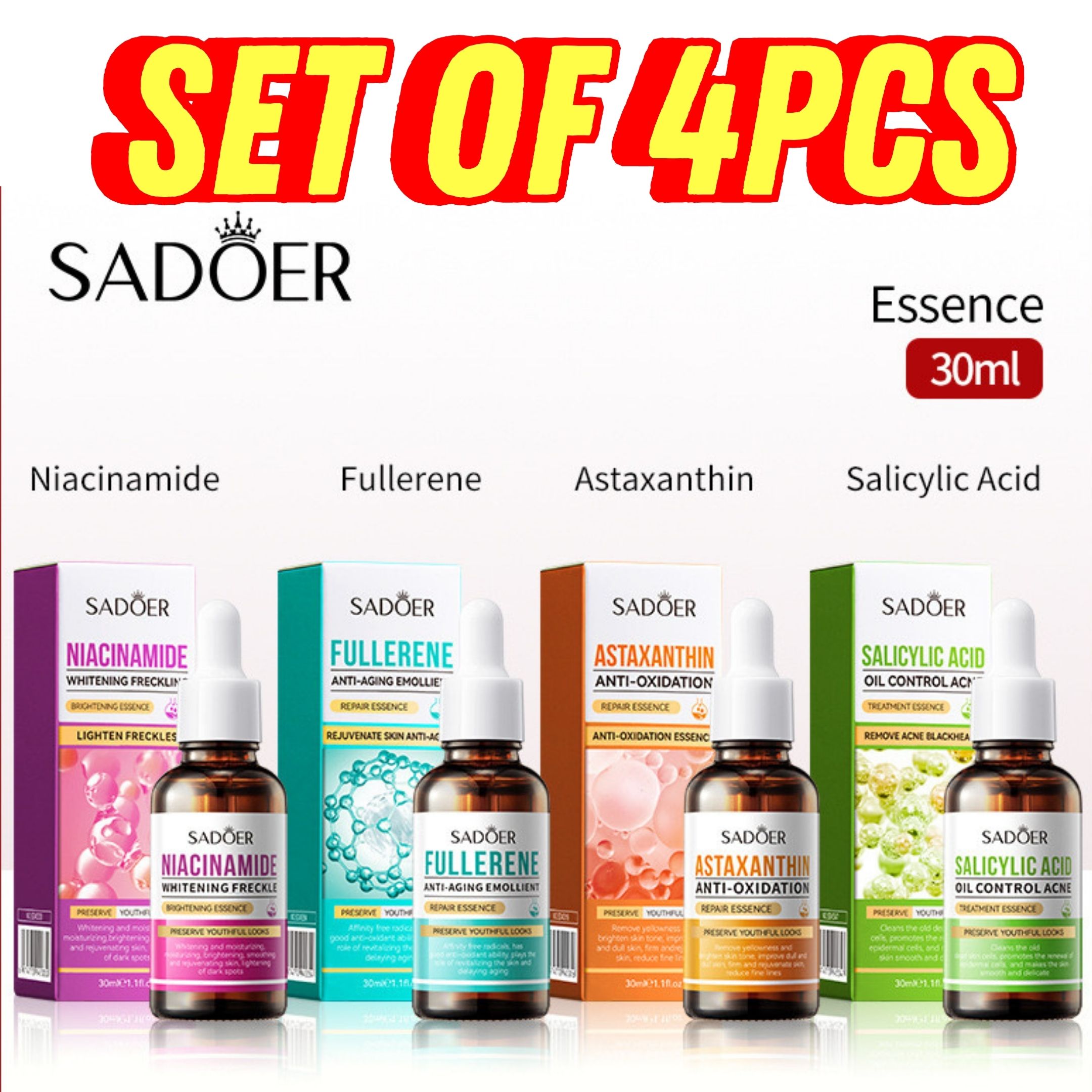 ZXHOMES [HOT! 4PCS] SADOER Niacinamide Whitening and Anti-freckle