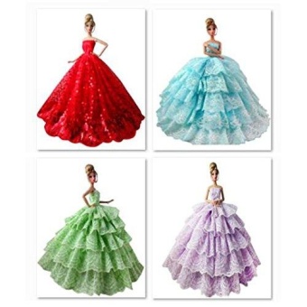 10pcs Sexy Gorgeous Lace Embroidery Wedding Dress For Barbie Doll Clothes - Intl June 2018 - 2 10pcs Sexy Gorgeous Lace Embroidery Wedding Dress For Barbie Doll Clothes - intl - 2