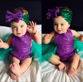 2PCS Sequin Baby Girls Mermaid Tulle Romper Bodysuit HeadbandSunsuit Outfits Clothes - Intl June 2018 - 2 2PCS Sequin Baby Girls Mermaid Tulle Romper Bodysuit HeadbandSunsuit Outfits Clothes - intl - 2