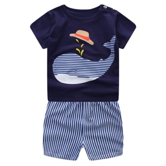 Baby Boy Clothes 2017 Kids Boys Dolphin Short Sleeve T-Shirt+Striped Shorts Tracksuit Outfits For 1-6Years - Intl June 2018 - 2 Baby Boy Clothes 2017 Kids Boys Dolphin Short Sleeve T-Shirt+Striped Shorts Tracksuit Outfits for 1-6Years - intl - 2