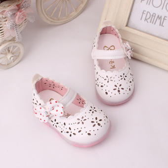 Baby Girls Sandals Toddler First Walker Shoes PU Leather Soft-soled Heelpiece Flashing Light ( White) - Intl June 2018 - 2 Baby girls Sandals Toddler First Walker Shoes PU Leather Soft-soled Heelpiece Flashing light ( white) - Intl - 2