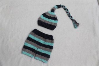 Baby Newborn Photography Props Handmade Knit Crochet Costume Striped Hat And Pants For 0 To 6 Months Girl Boy - Intl July 2018 - 2 Baby Newborn Photography Props Handmade Knit Crochet Costume Striped Hat And Pants For 0 to 6 Months Girl Boy - intl - 2