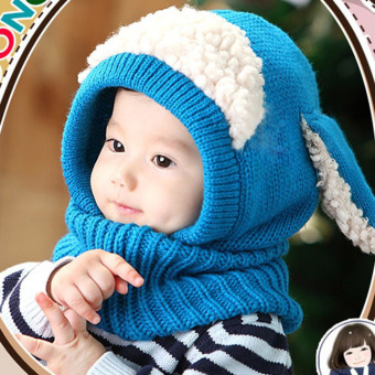 Baby Toddler Winter Beanie Warm Hat Hooded Scarf Earflap KnittedCap(Blue) - Intl April 2018 - 2 Baby Toddler Winter Beanie Warm Hat Hooded Scarf Earflap KnittedCap(Blue) - Intl - 2