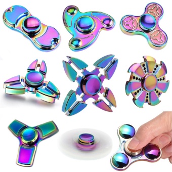 Color Rainbow Aluminum Metal Tri Hand Finger Spinner Fidget EDC Desk Toy Gyro - Intl July 2018 - 2 Color Rainbow Aluminum Metal Tri Hand Finger Spinner Fidget EDC Desk Toy Gyro - intl - 2