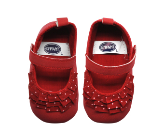 Enfant Baby Girl Shoes With Folded Cloth And Polka Dots Design (Red) April 2018 - 3 Enfant Baby Girl Shoes with Folded Cloth and Polka Dots Design (Red) - 3