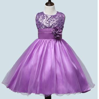 Fashion Gilrs Sleeveless Princess Party Birthday Wedding SequinFlower Lace Dress(Grey) June 2018 - 2 Fashion Gilrs Sleeveless Princess Party Birthday Wedding SequinFlower Lace Dress(Grey) - 2