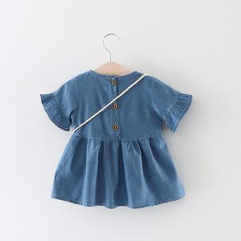 Kids Denim Dress With Sling Bag Baby Pepmlum Dress Girls BirthdayPhotoshoot Outfit Casual Dress June 2018 - 2 Kids Denim Dress with Sling Bag Baby Pepmlum Dress Girls BirthdayPhotoshoot Outfit Casual Dress - 2