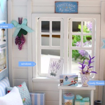 LED Light DIY Miniature Dollhouse Blue Sofa June 2018 - 2 LED Light DIY Miniature Dollhouse Blue Sofa - 2