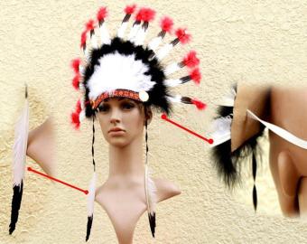 Leegoal Indian Feathers Headdress Native American Chief Head DressFor Adult And Kids Halloween Costumes Party, Black+White+Red23x14inch - Intl July 2018 - 4 leegoal Indian Feathers Headdress Native American Chief Head DressFor Adult And Kids Halloween Costumes Party, Black+White+Red23x14inch - intl - 4