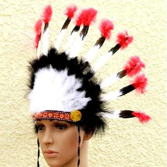 Leegoal Indian Feathers Headdress Native American Chief Head DressFor Adult And Kids Halloween Costumes Party, Black+White+Red23x14inch - Intl July 2018 - 2 leegoal Indian Feathers Headdress Native American Chief Head DressFor Adult And Kids Halloween Costumes Party, Black+White+Red23x14inch - intl - 2