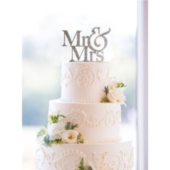 Mr&Mrs Romantic Silver Shiny Cake Topper Wedding Party Top Letter Decor June 2018 - 2 Mr&Mrs Romantic Silver Shiny Cake Topper Wedding Party Top Letter Decor - 2