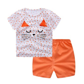 Summer Baby Boy Girl Clothing Sets Short Top + Pants 2pcs/setCartoon Sport Suit Baby Clothing Set Newborn Infant Clothing -Stripe - Intl June 2018 - 4 Summer Baby Boy Girl Clothing Sets Short Top + Pants 2pcs/setCartoon Sport Suit Baby Clothing Set Newborn Infant Clothing -Stripe - intl - 4