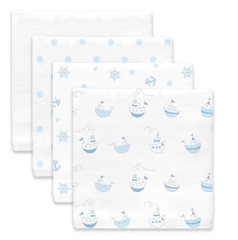 Swaddle Designs Muslin Swaddle Blankets (Set Of 4) Little Ships June 2018 - 3 Swaddle Designs Muslin Swaddle Blankets (Set of 4) Little Ships - 3