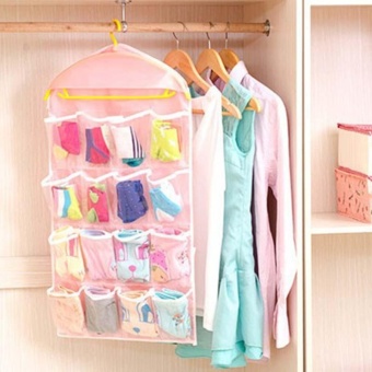Transparent Polyester Fabric Hanging Bag With 4 Layers 16 StoragePockets Underwear Socks Storage Bags Organizer - Intl June 2018 - 4 Transparent Polyester Fabric Hanging Bag with 4 Layers 16 StoragePockets Underwear Socks Storage Bags Organizer - intl - 4