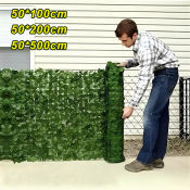 50x100cm Artificial Leaves Flower Roll Grass Wall Decor Privacy Screen Wall Fence Balcony Decoration