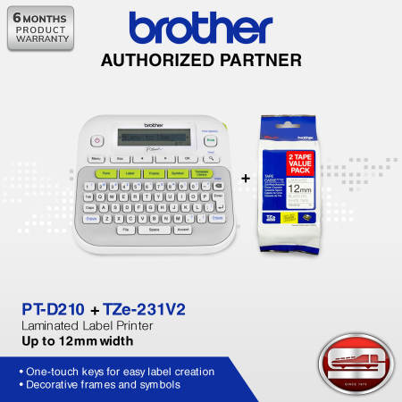 Brother PT-D210 Labelling Machine With Twin PAck TZE 231