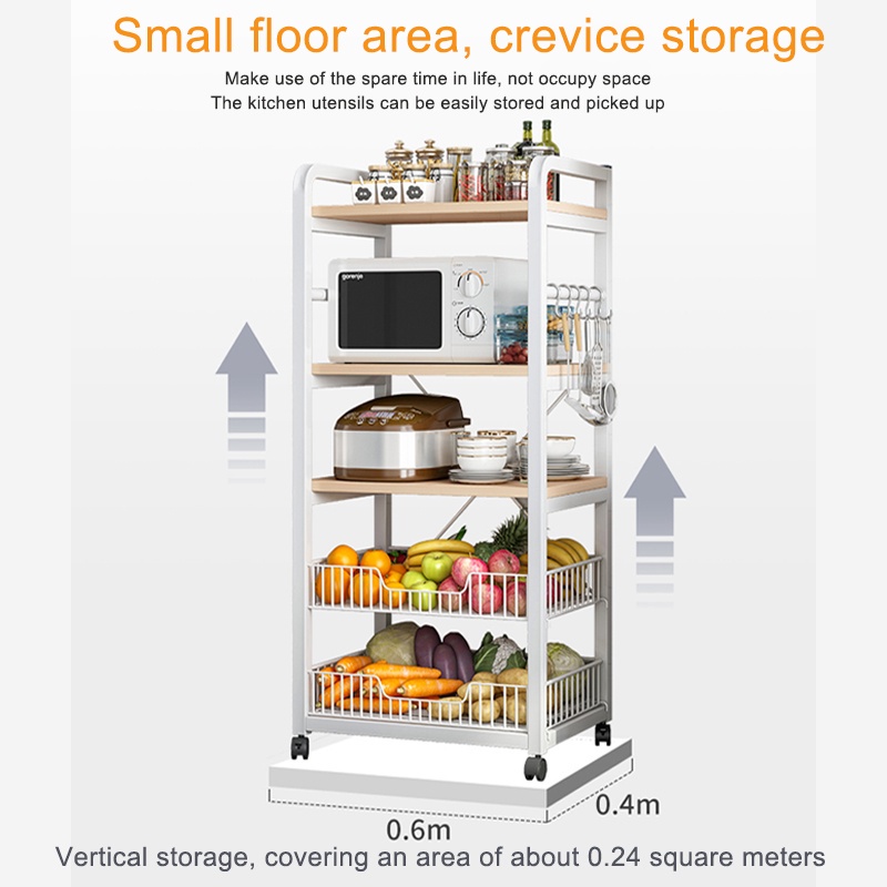 SHEEPER 3/4/5Layers Kitchen Cabinet Kitchen Rack Kitchen Organizer Shelf  with Wheels Steel Rack Shelves Racks