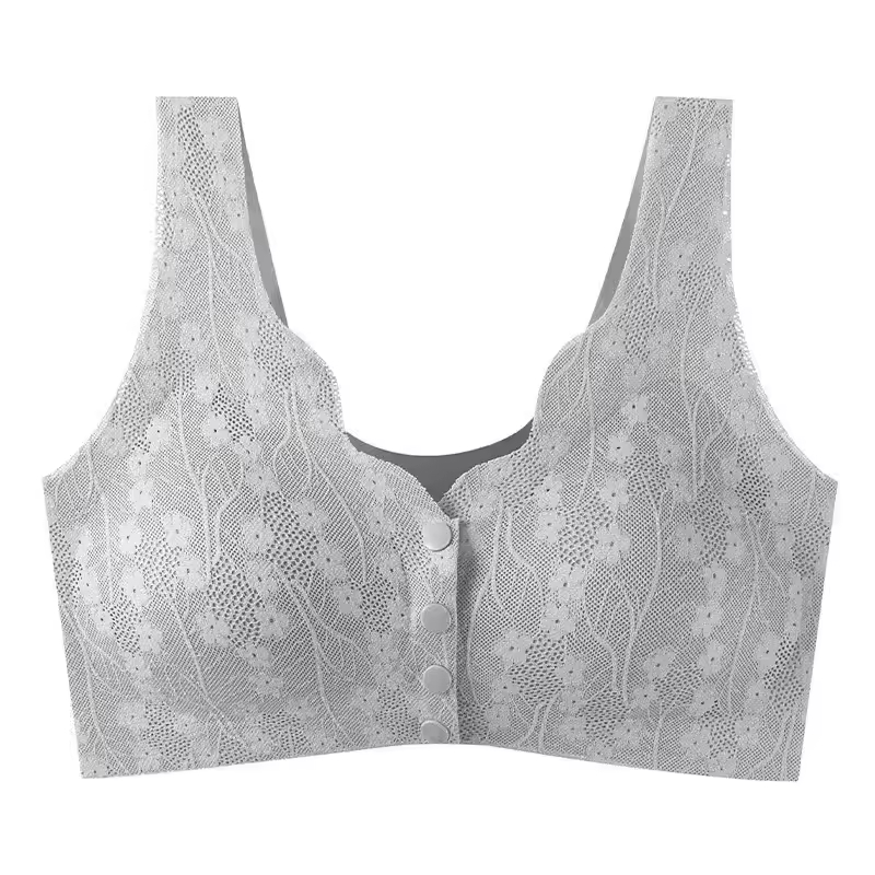 ront Button Bra For Middle-Aged Elderly Mother Plus Size Seamless Push Up Bra Ultra Thin Breathable Non-wire Underwear - Image 3
