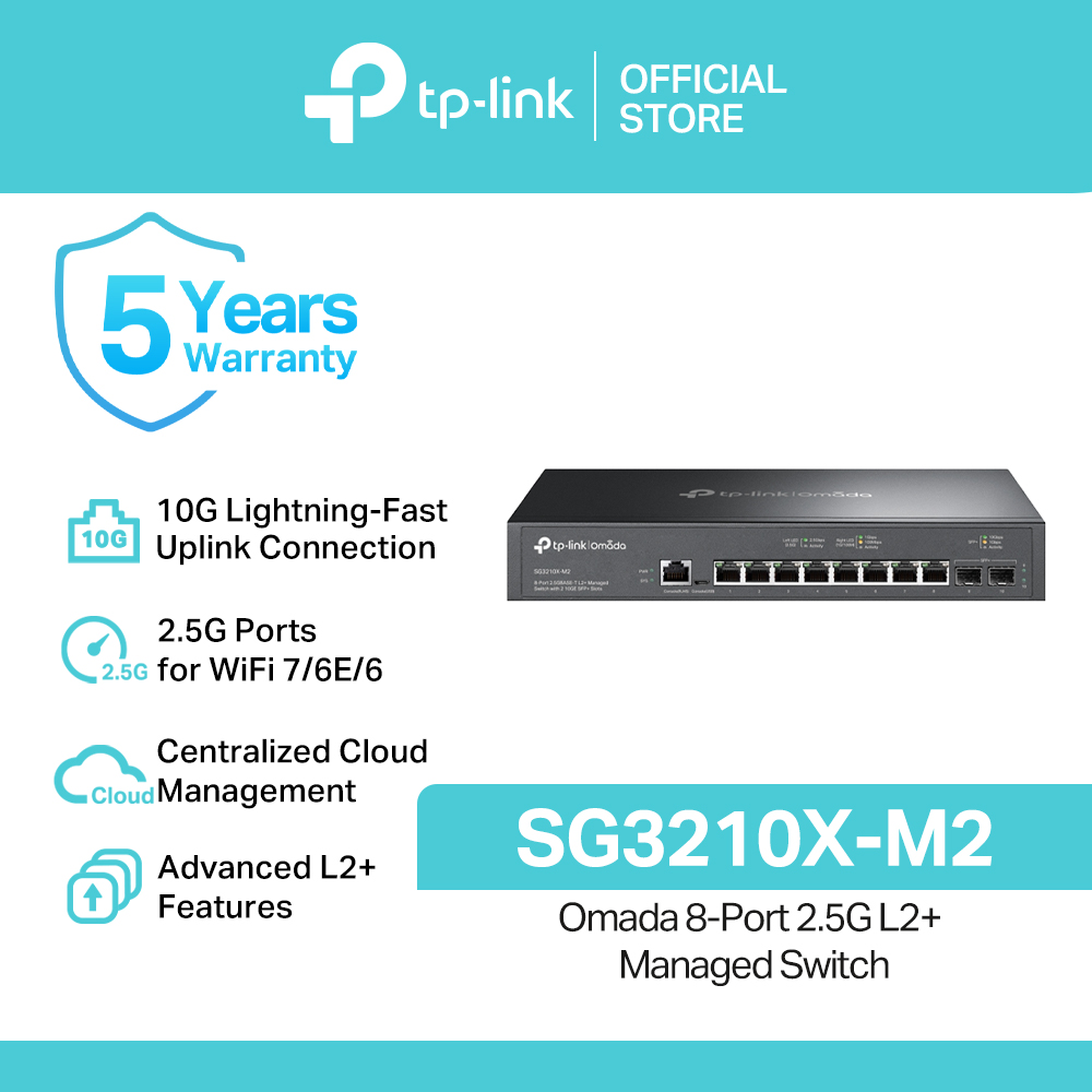 TP-Link Official Store / SG3210X-M2 / Omada 8-Port 2.5G L2+ Managed Switch with 2 10GE SFP+ Slots Desktop Network Ethernet Switch for Internet