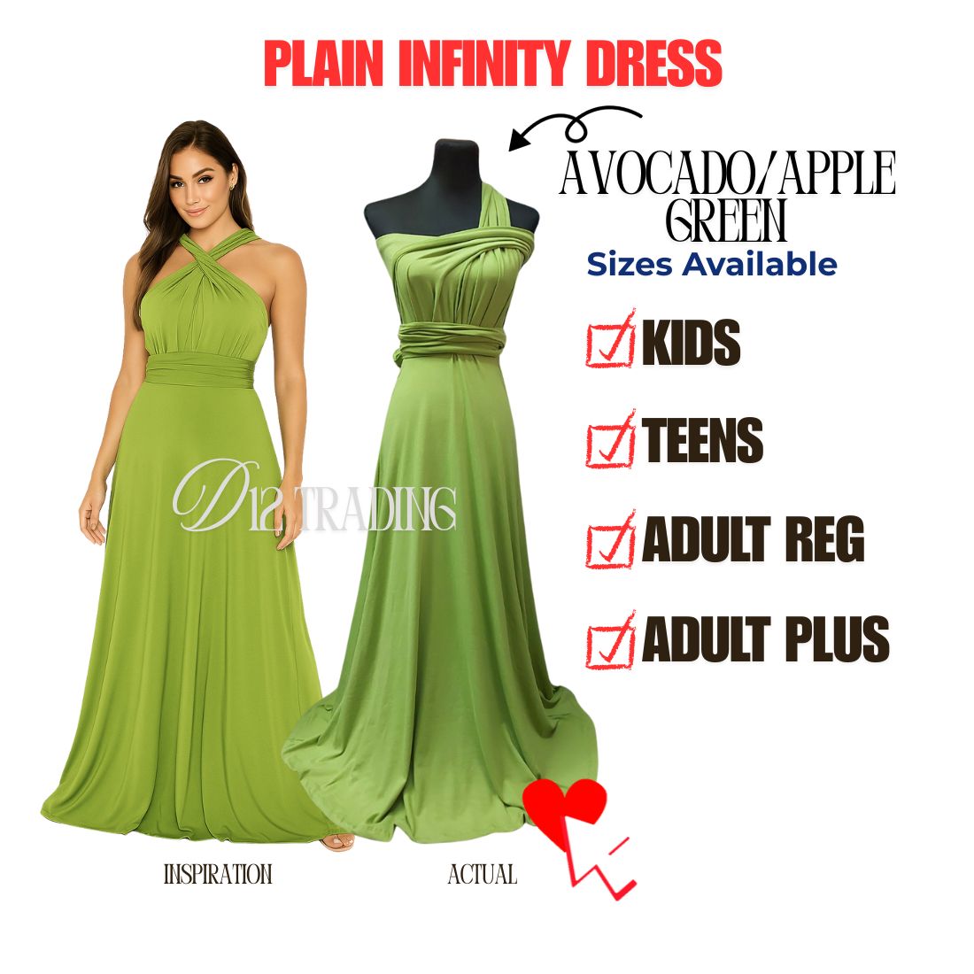 avocado green infinity dress Made In USA Forest Green Infinity Dress Multiway Bridesmaid Dress Convertible Made In USA main image 1