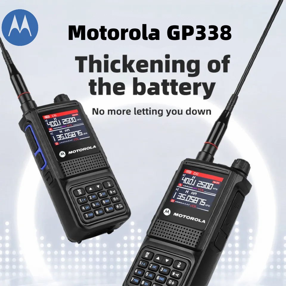 MOTOROLA two way radio GP338 Plus walkie talkie long range 20KM High-Power 15W high-capacity 6800mAh 256 Channels Portable FM radio Walkie-Talkies aviation frequency Waterproof and dustproof IP54 Suitable for outdoor/hotel/school/construction site