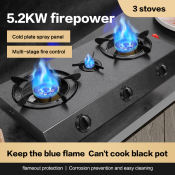 Stainless Steel Gas Stove with Tempered Glass Surface