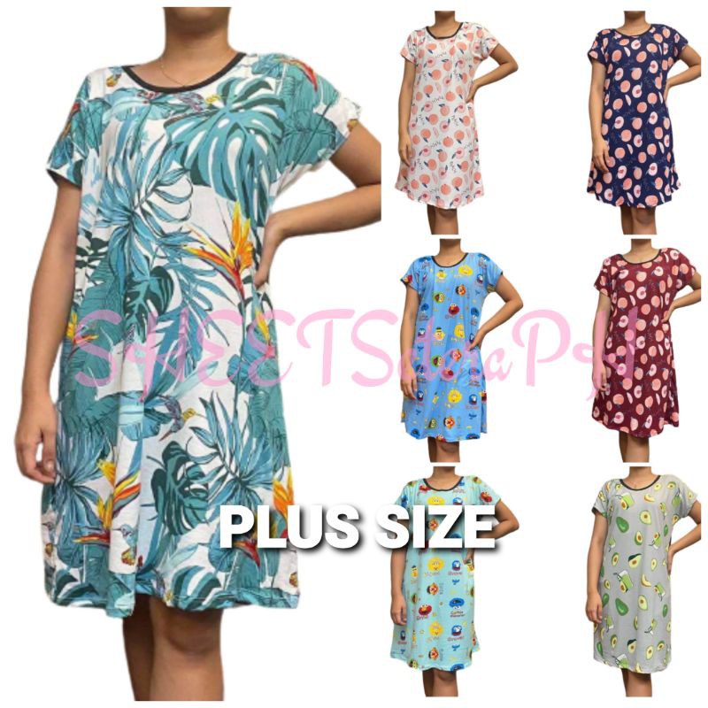 Loose Duster House Dress Cap Sleeves 