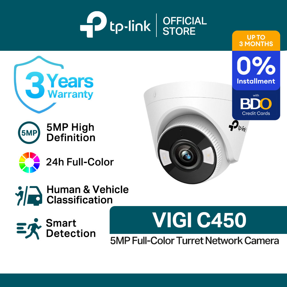 TP-Link Official Store / VIGI C450 / 5MP Full-Color Turret Home Security Network CCTV Camera Connect to Cellphone