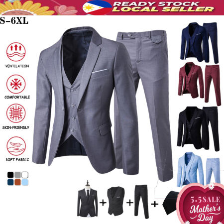 Korean Office Men's Suit Set - Formal Wedding Business Attire