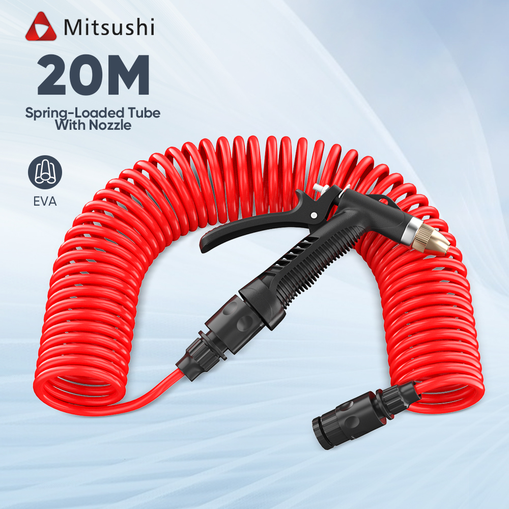 Mitsushi Telescopic Spring Hose with Spray Nozzle and Coil