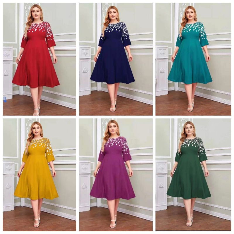 Buy 3 4 Sleeve Dress For Women Plus Size online