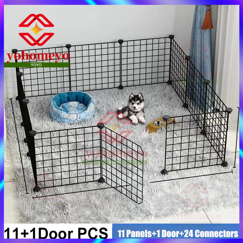 【Fast Delivery】Pet New Land .DIY Metal Dog Cage Stackable Pet Cat Rabbit Cage Pet Black Frame Steel Metal Wire Kennel Extendable Pet Fence for Indoor and outdoor - Image 3