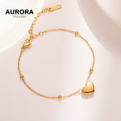 AURORA Korea Gold Heart Bracelet - Durable Titanium Steel