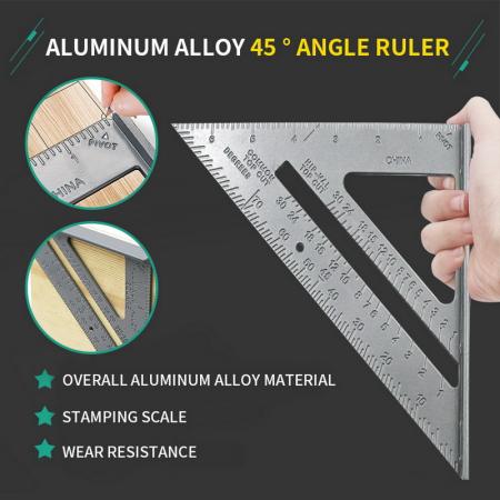 7 Inch Aluminium Alloy Triangle Ruler Thickening Protractor Measurement Drawing Tool Suitable For Building Framing Woodworking