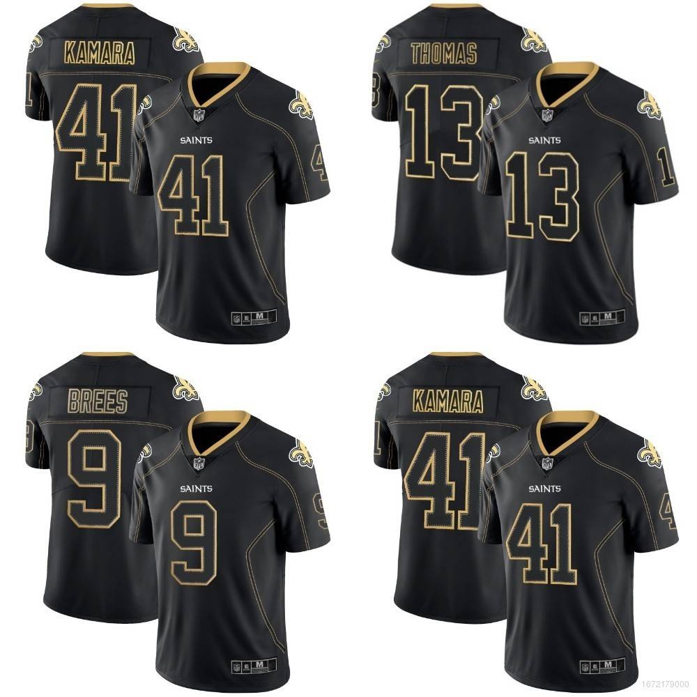 Football Size Plus Thomas NFL Sports Classic Tshirt jersey Top-quality  Kamara TH1 HT1 Jersey Black Brees Saints Tops