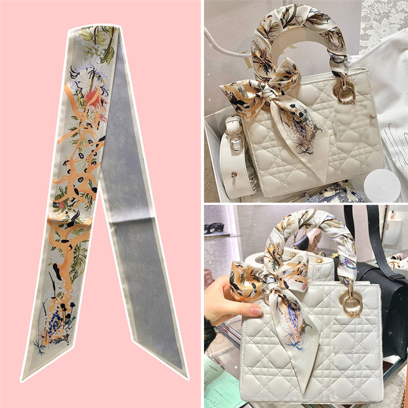 1Pcs Mini Ribbon Floral Scarf Handbag Handle Tie Bag Belt Strap
