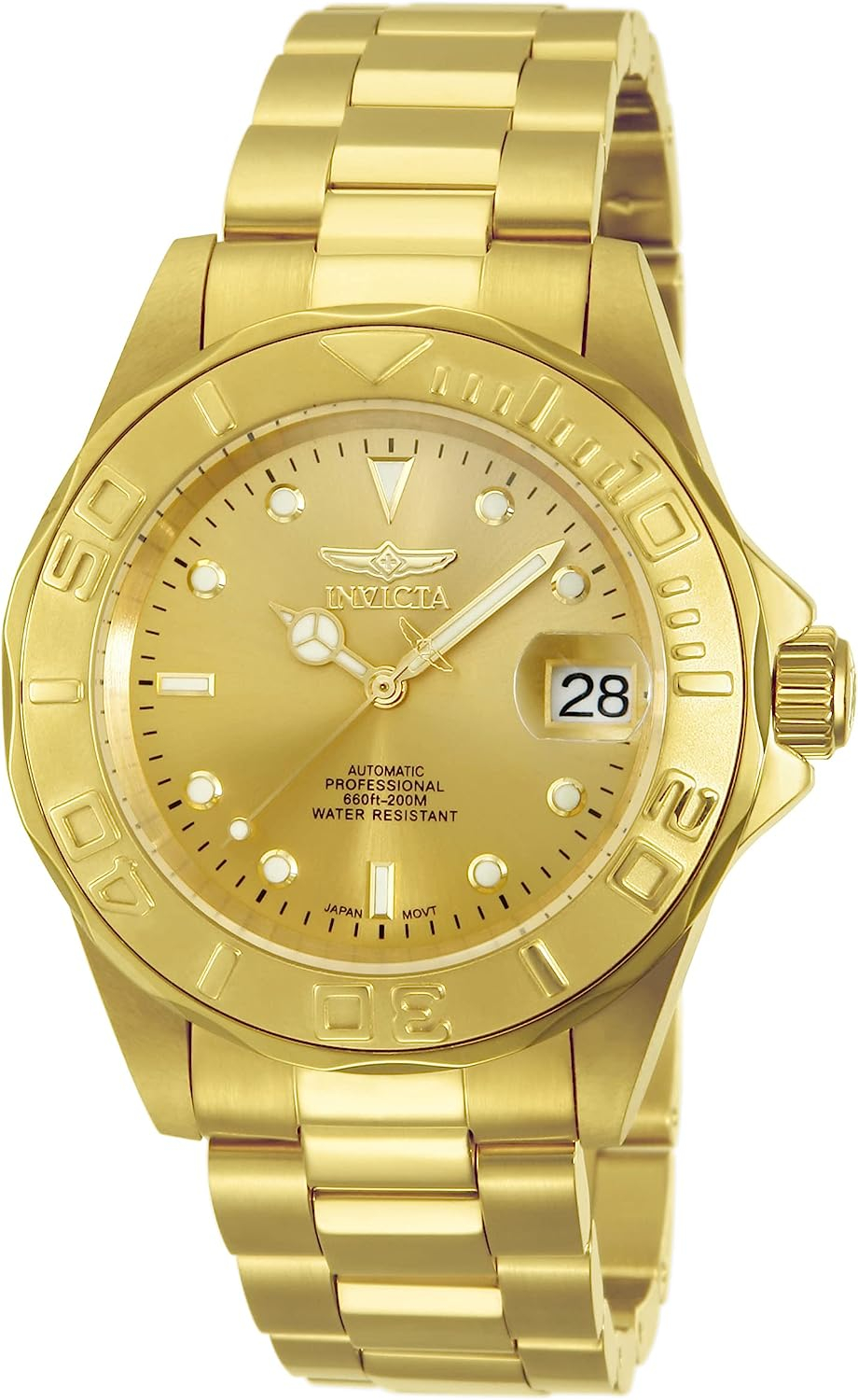 Invicta Men s 13929 Pro Diver Automatic Gold Dial 18k Gold Ion