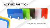 ACRYLIC PARTITION FOR OFFICE TABLES with BRACKET 90cm x 30cm