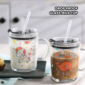 Cartoon Animal Milk Cup with Lid and Straw Handle