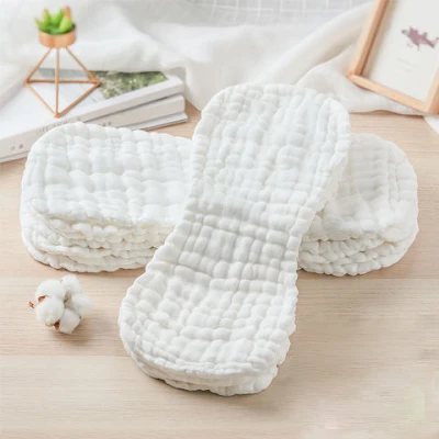 10 layers infant washable cotton cloth diaper white diaper insert baby 100% cotton reusable cloth diaper (1)