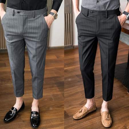 Korean Style Striped Suit Pants for Men - High Quality