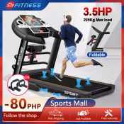 Foldable 3.5HP Treadmill with Bluetooth and Shock Absorption 24 Hour Fitness