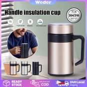 Stainless Steel Coffee Mug with Handle and Lid (500ml)