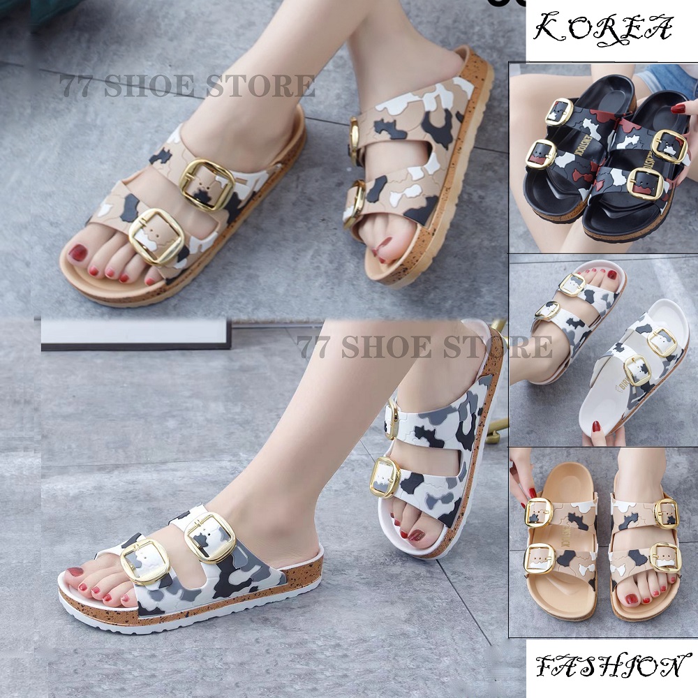 CC 26s Sandals Blue Beige Leather Raffia 632398