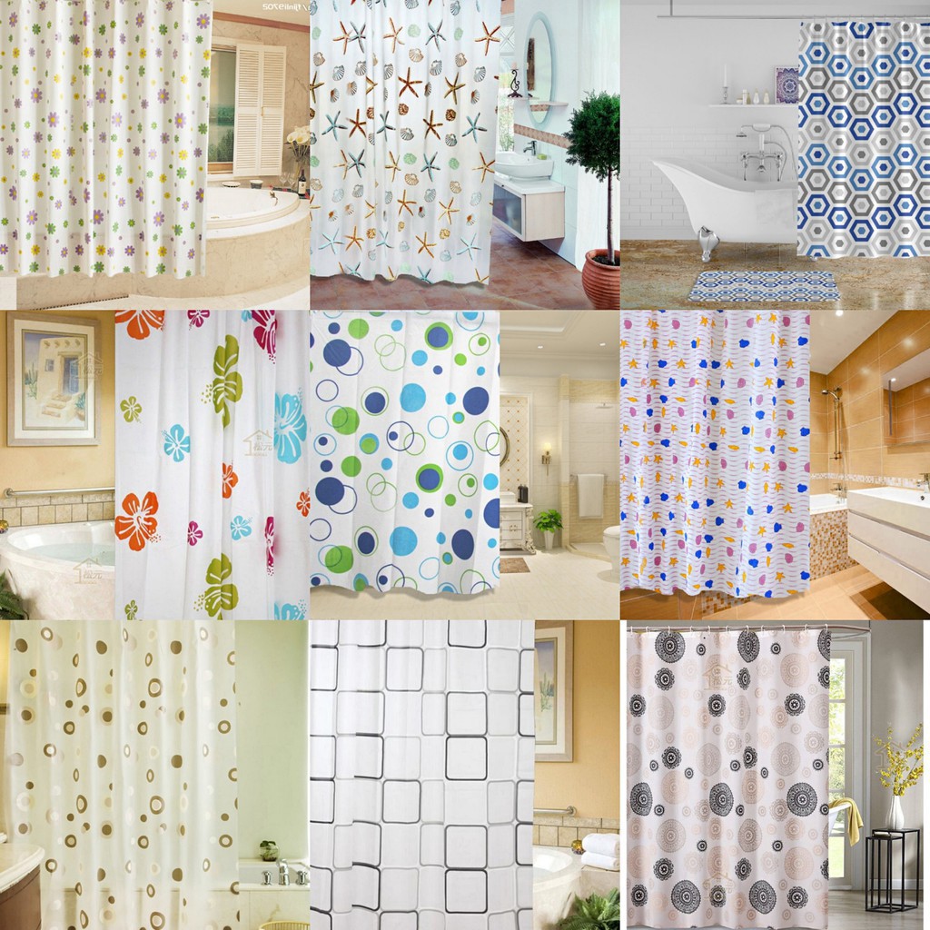 V&S Waterproof Bathroom Shower Curtain - 180x180cm