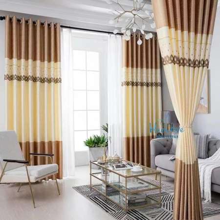 Modern Brown Curtain Fabric Ready Made Kitchen Window Blackout Curtains Fabrics Doors For Bedroom Living Room Drapes A-1221