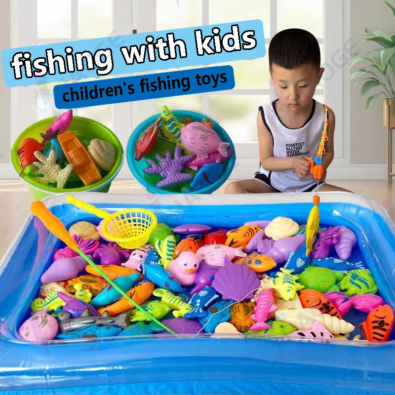 kids fishing toy set Magnetic Fishing Game Rod Children's fish game toy  Inflatable Pool water toys Education Toy