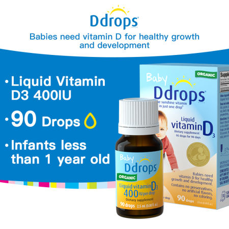 Ddrops Organic Baby 400 IU Vitamin D 90 Drops 2.5ml